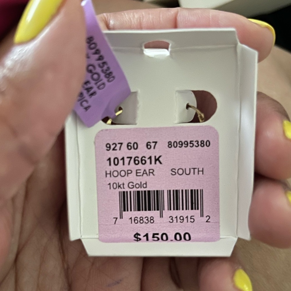 NWT 10k Gold Textured Oval Hoop Earrings - Picture 4 of 5